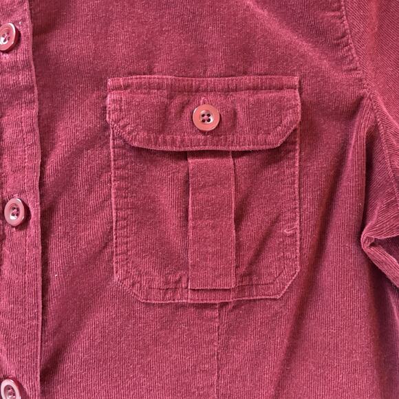 Vtg Talbots Women’s Maroon Corduroy Button Up Shirt Dress Long Sleeve Size 12 - Picture 8 of 13